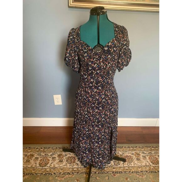 ASTR the Label Bubble Sleeve Floral Sweatheart Slit Maxi Dress, size S - Picture 3 of 5